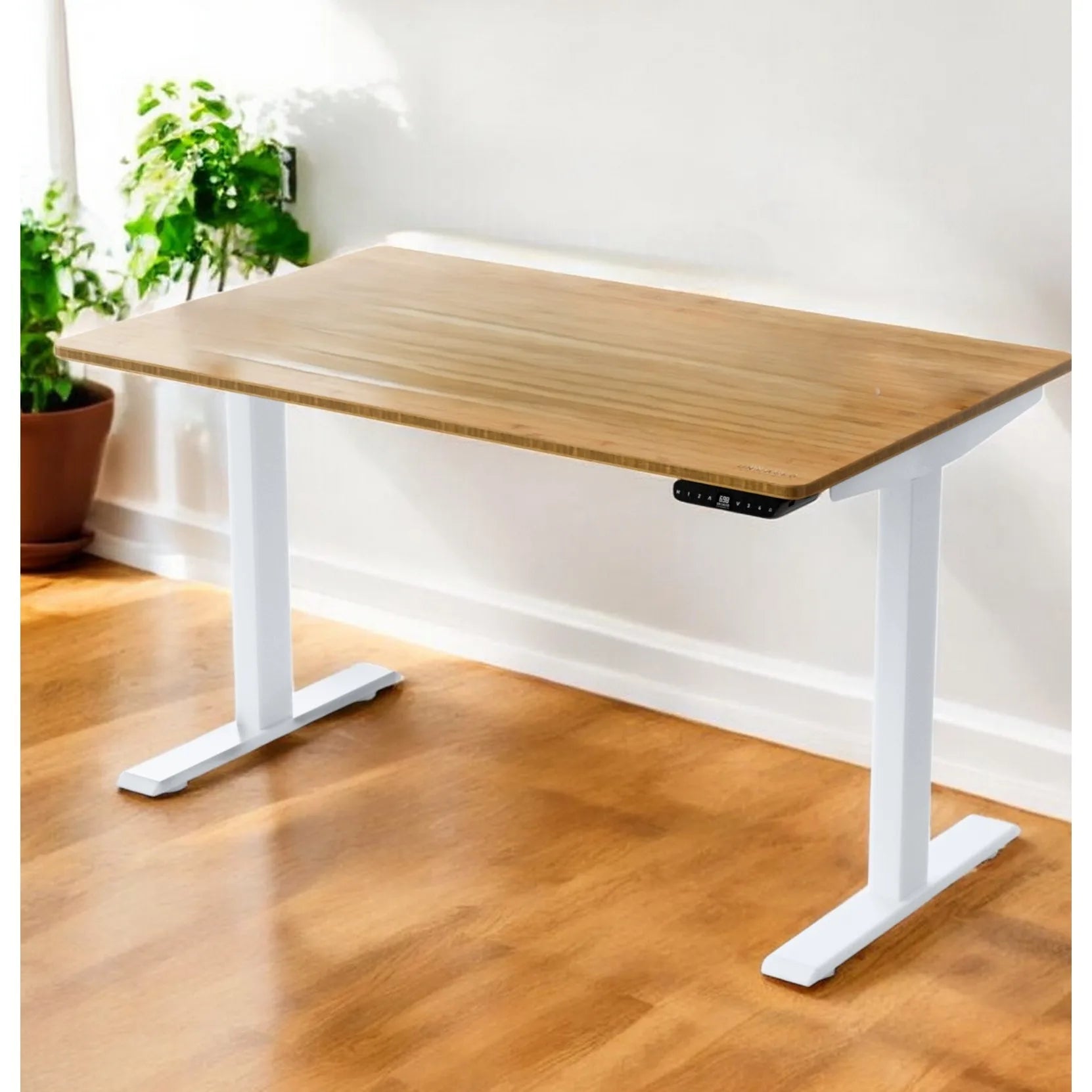 HMS 30" Adjustable Brown and White Stainless Steel Computer Desk - Loft&Timber