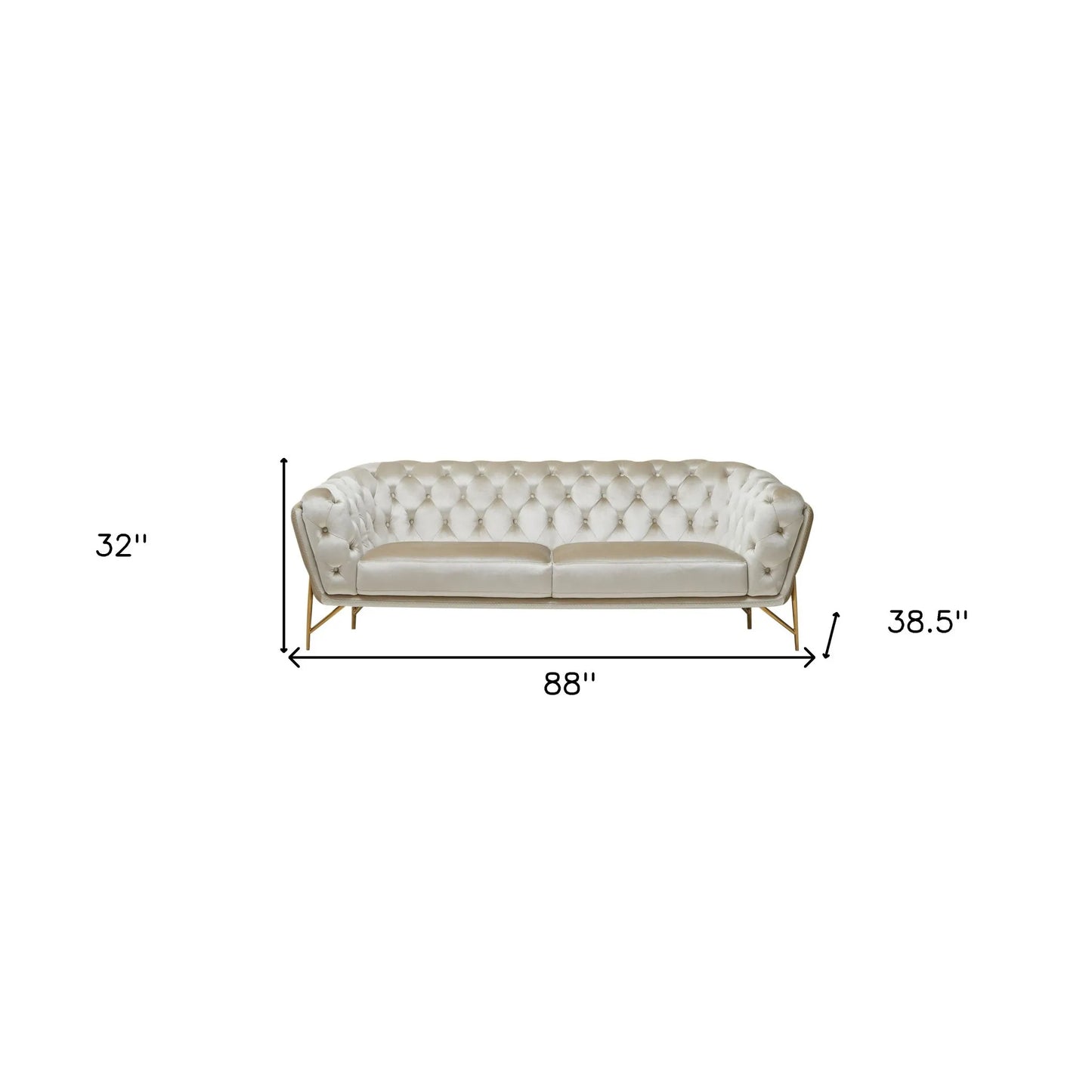 HMS 88" Beige Velvet Chesterfield Loveseat - Loft&Timber