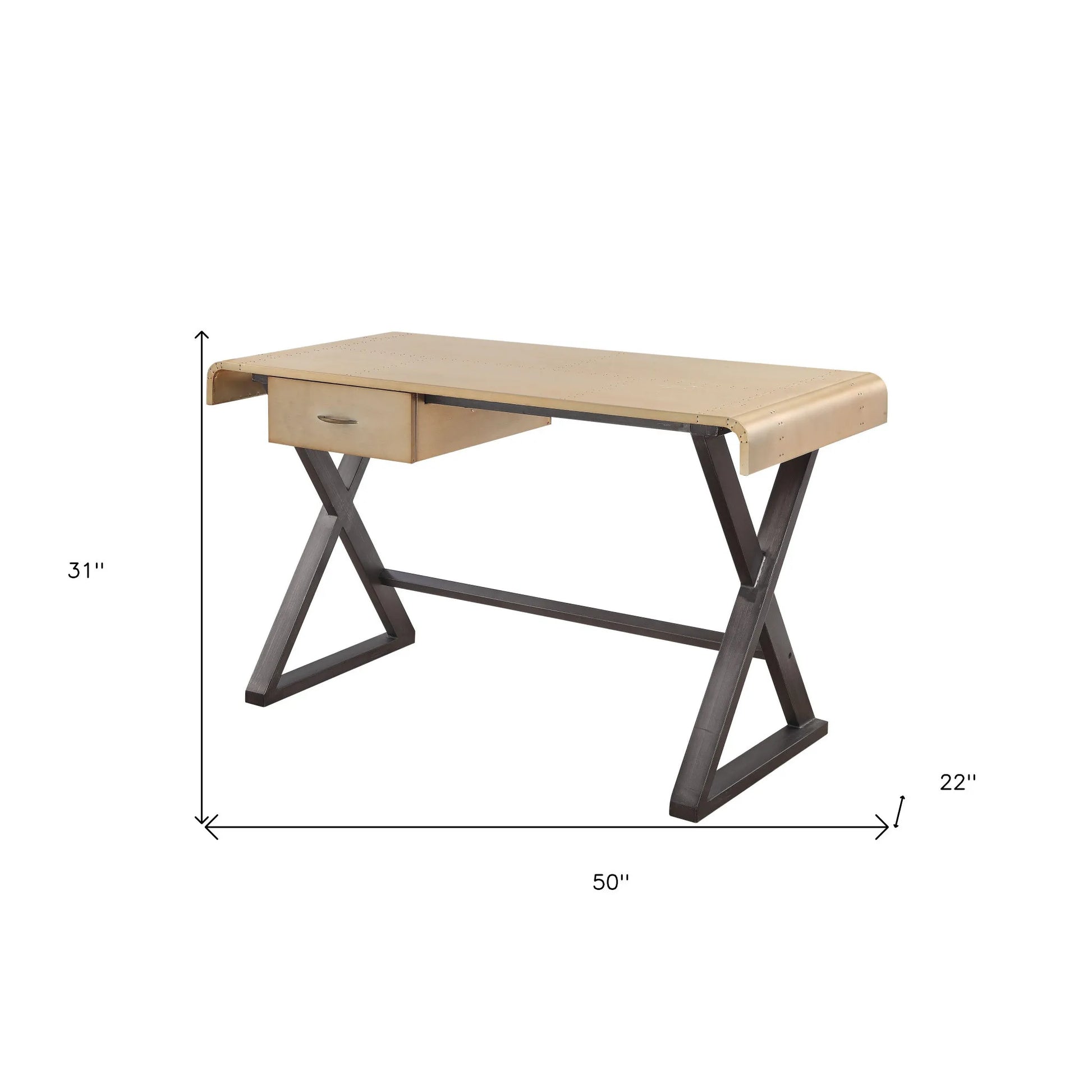 HMS 50" Luxury Gold and Black Aluminum Desk - Loft&Timber