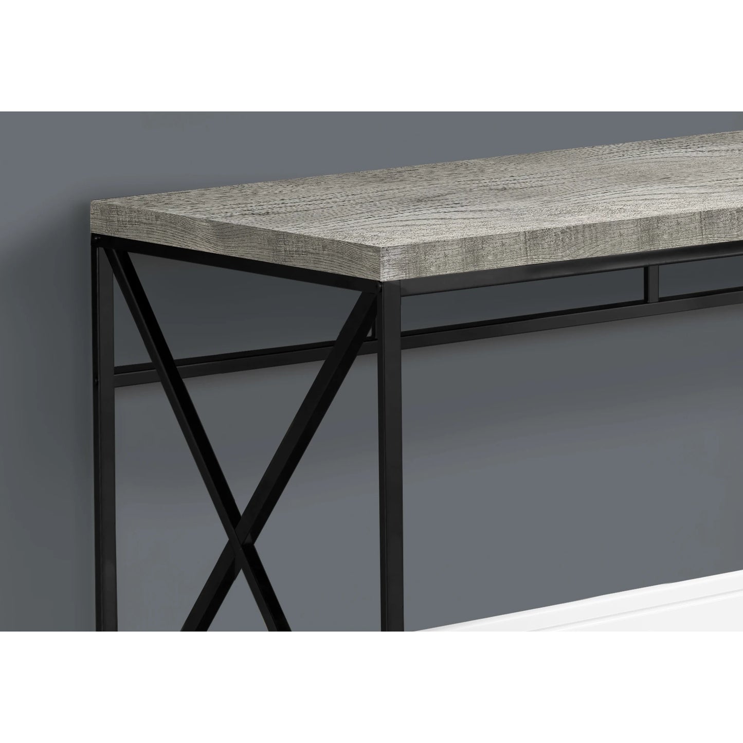 HMS 24" Gray and Black Solid Wood Computer Desk - Loft&Timber