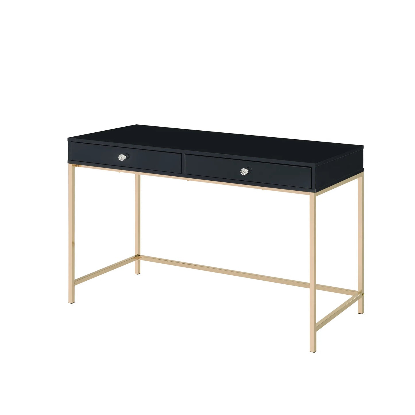 HMS 47" Black and Gold Computer Desk with Two Drawers - Loft&Timber