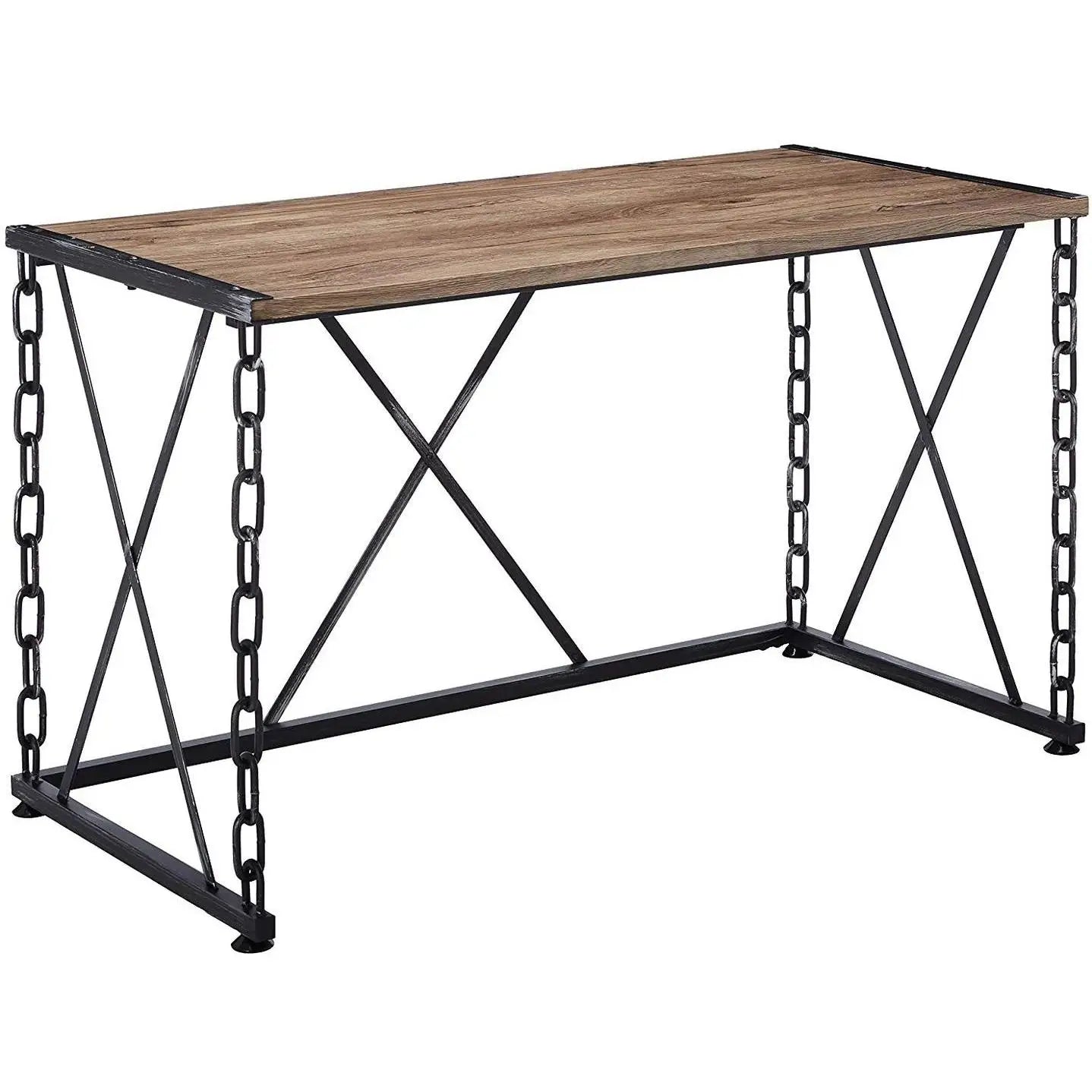 HMS 48" Simple Modern Computer Desk Brown Black Wooden - Loft&Timber