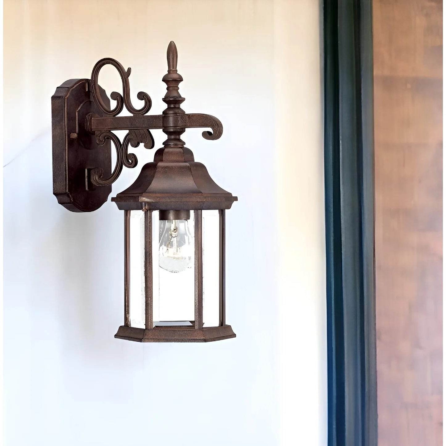 HMS Petite Brown Domed Hanging Glass Lantern Warm White LED Wall Sconce - Loft&Timber