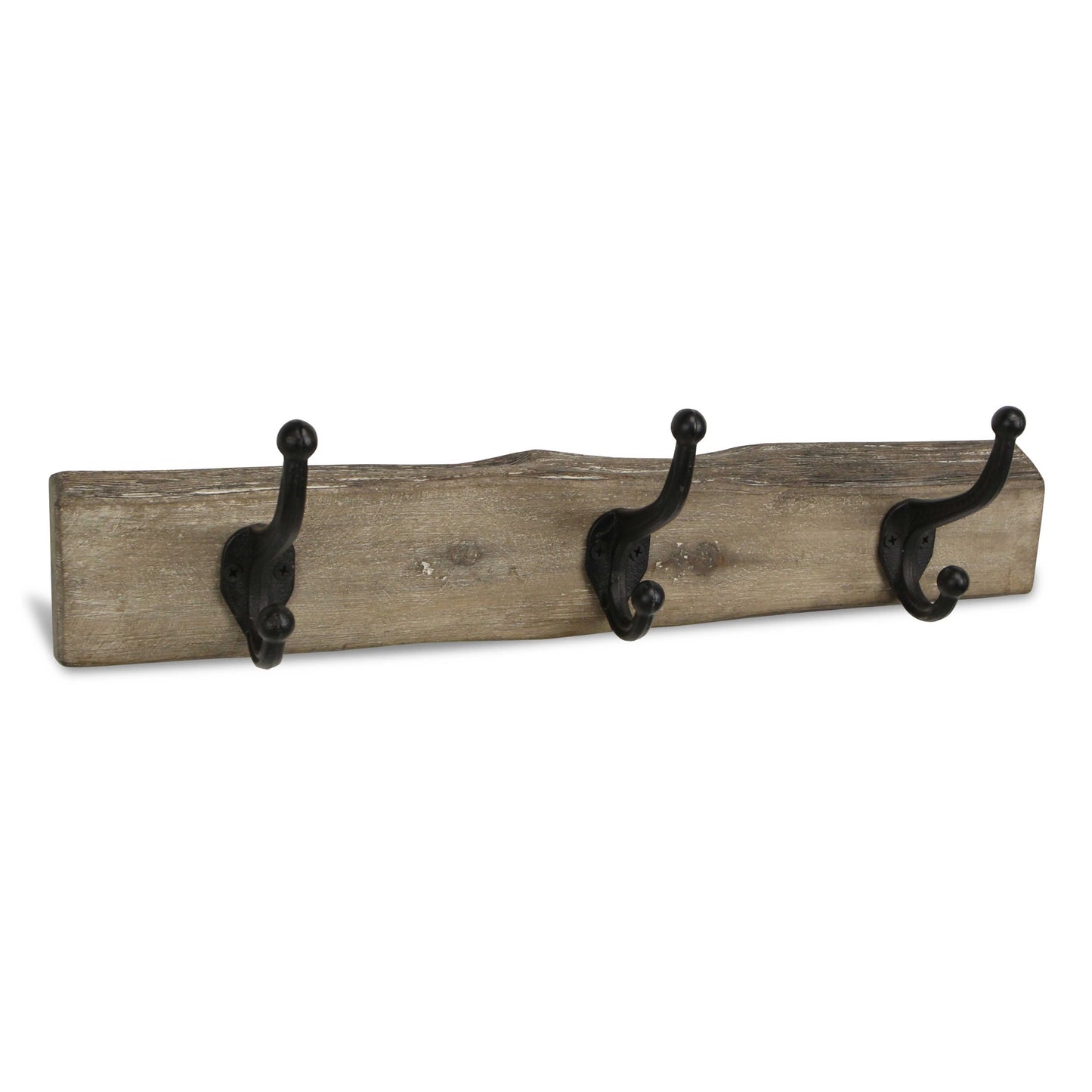 HMS 19" Rustic Brown Live Edge Wood Three Hook Wall Mount - Loft&Timber