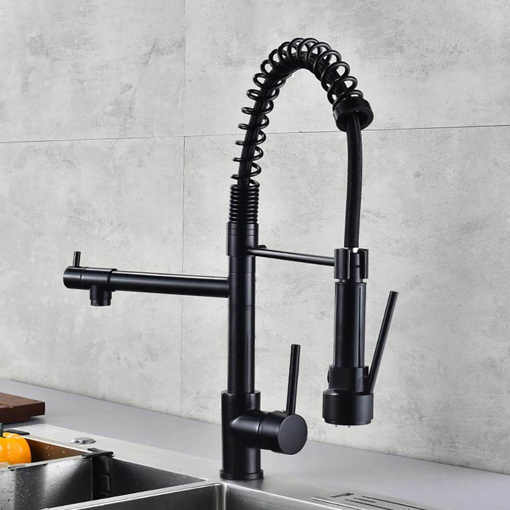 DQOK Black Brushed Spring Pull Down Kitchen Sink Faucet - Loft&Timber