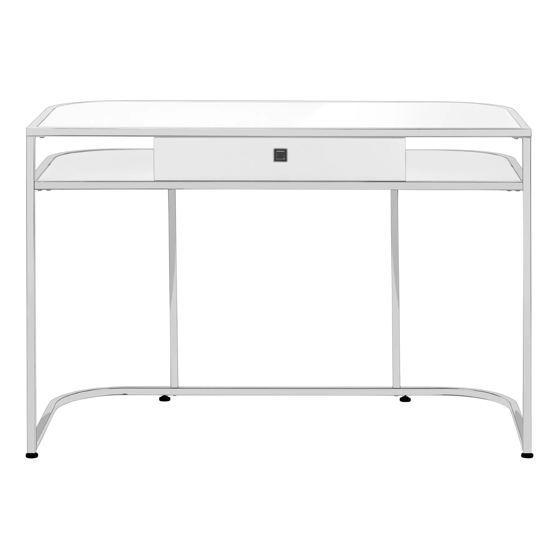 HMS 47" White and Silver Wood and Metal Sled Computer Desk - Loft&Timber