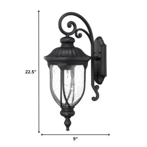 HMS XL Matte Black Cast Aluminum Glass Lantern Wall Sconce Premium Wall Lamps - Loft&Timber