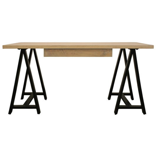 HMS 60" Ivory Black Mahogany Executive Desk - Loft&Timber