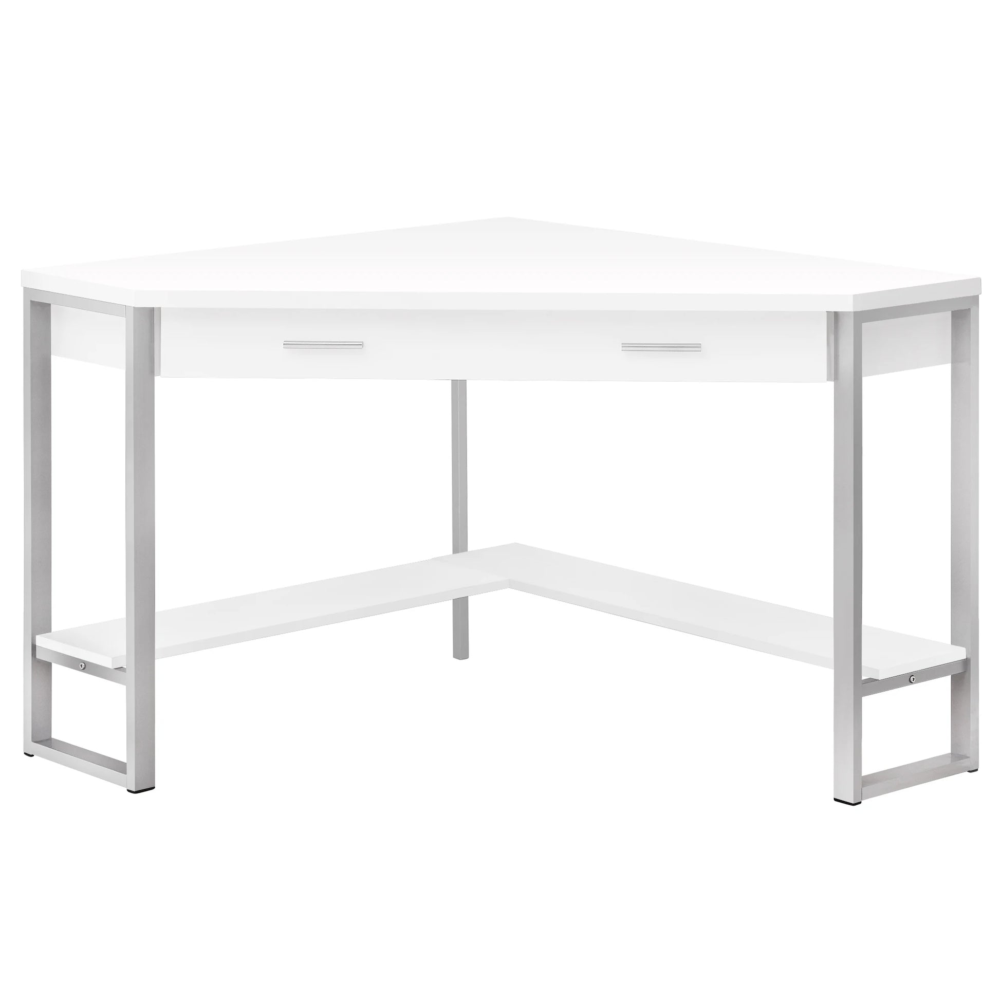 HMS 42" Foldable Extendable White Silver Corner Computer Desk Wooden Office Desk - Loft&Timber