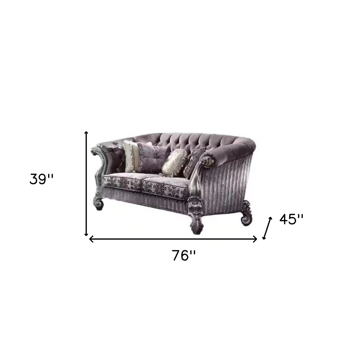 HMS 76" Purple Platinum Velvet Chesterfield Loveseat - Loft&Timber