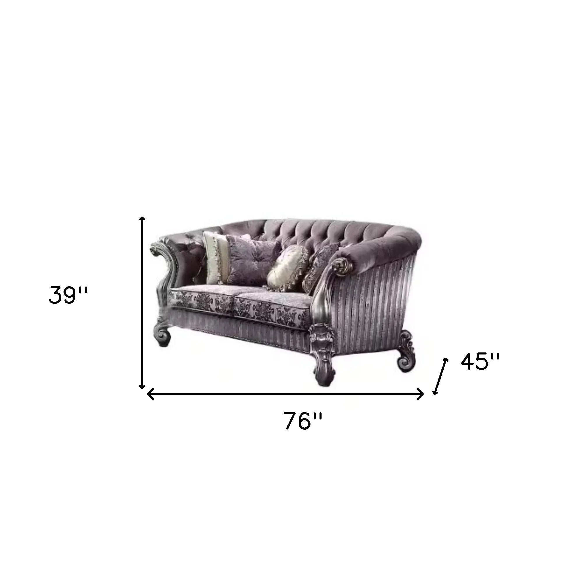 HMS 76" Purple Platinum Velvet Chesterfield Loveseat - Loft&Timber
