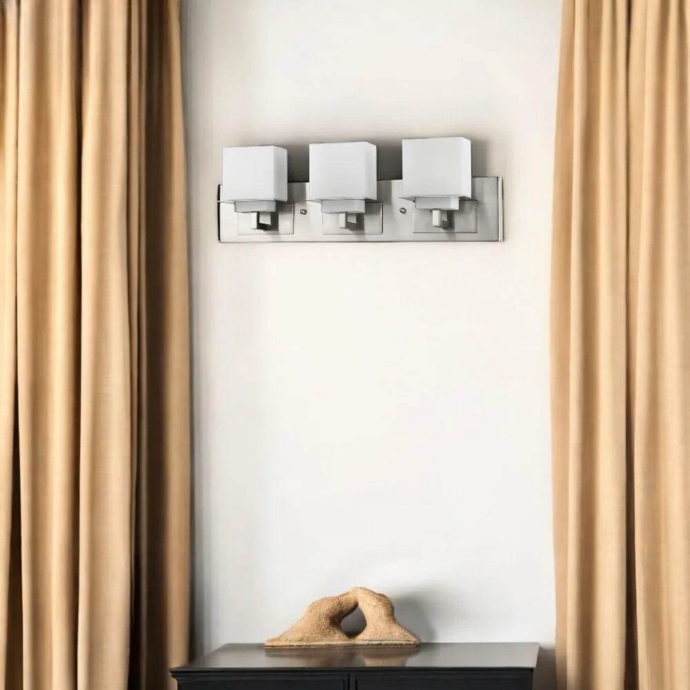 HMS Rampart 3-Light Modern Vanity Light LED with Etched Glass Shades - Loft&Timber