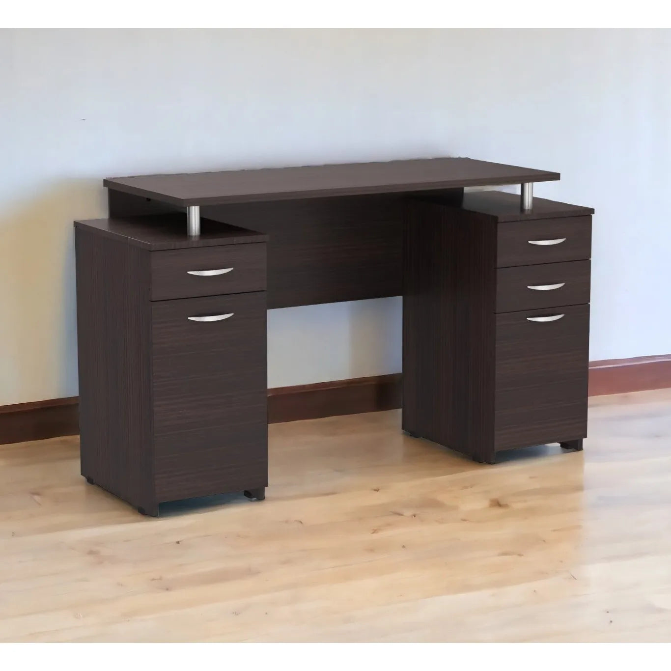 HMS Espresso 43" Adjustable Computer Desk with Four Wooden Drawers - Loft&Timber