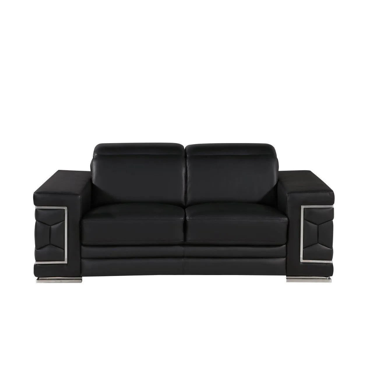 HMS 71" Black and Silver Genuine Leather Loveseat - Loft&Timber