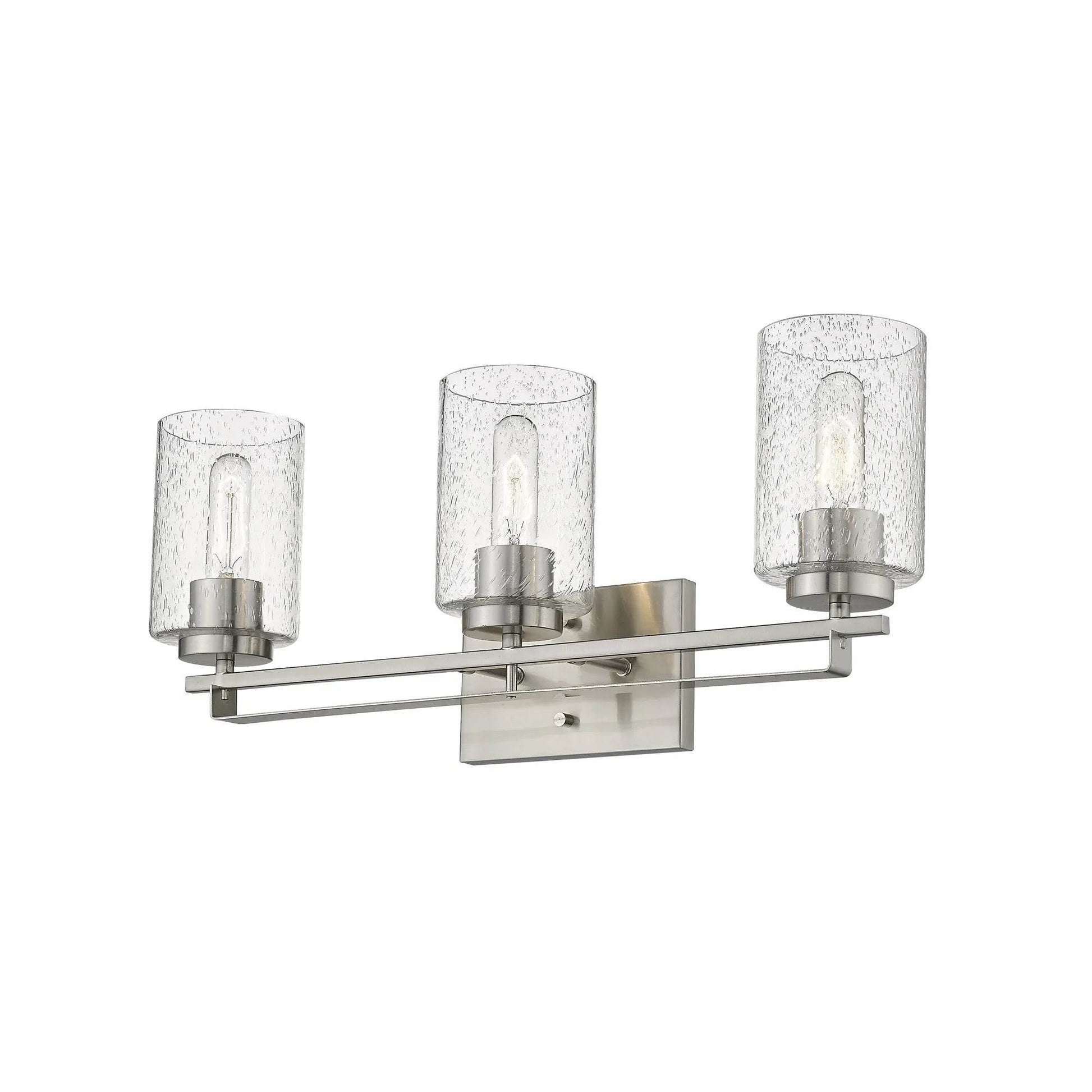 HMS Three Light Wall Sconce with Silver Metal and Textured Glass Premium Wall Lamps - Loft&Timber