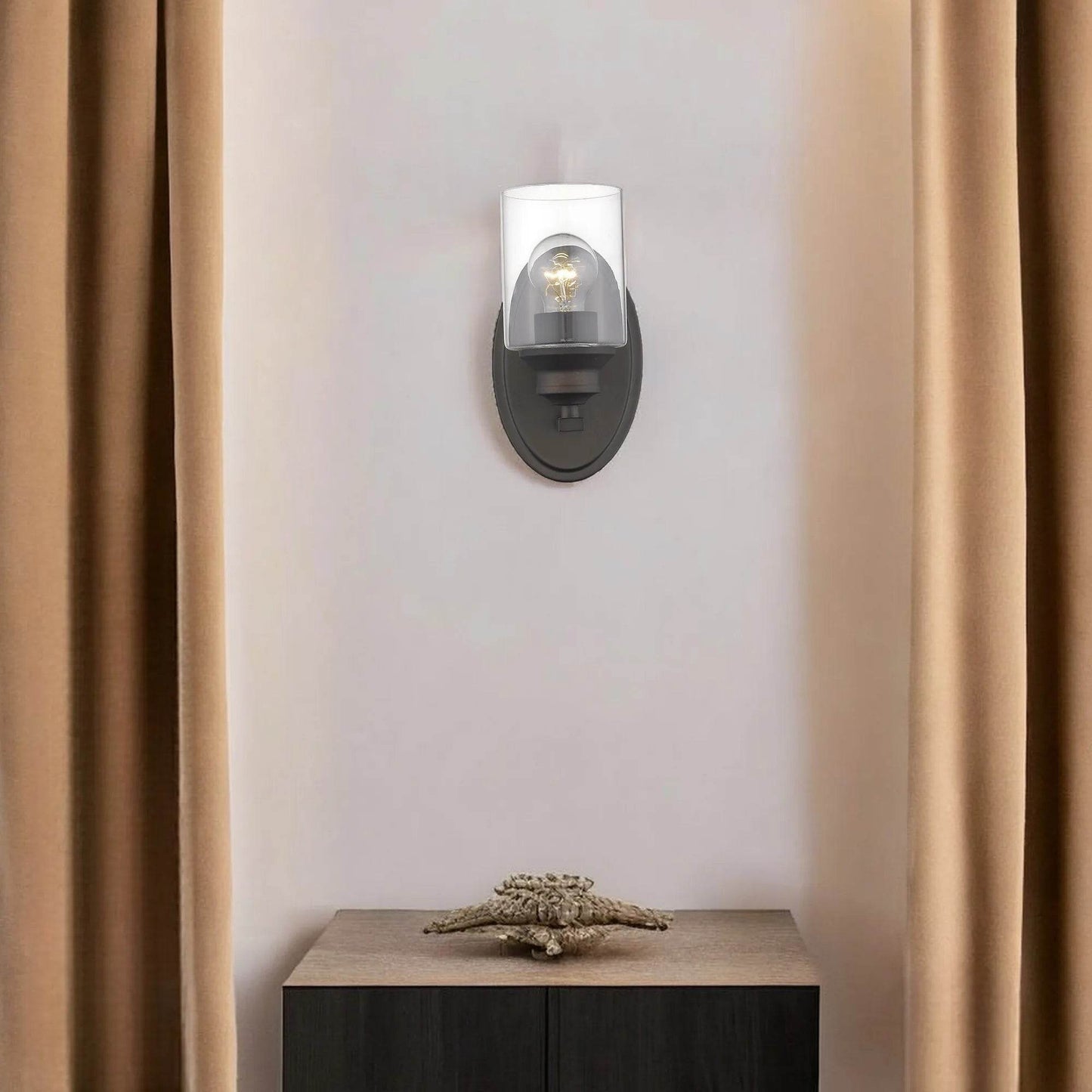 HMS Contemporary One Light Bronze LED Wall Sconce with Clear Glass Shade - Loft&Timber