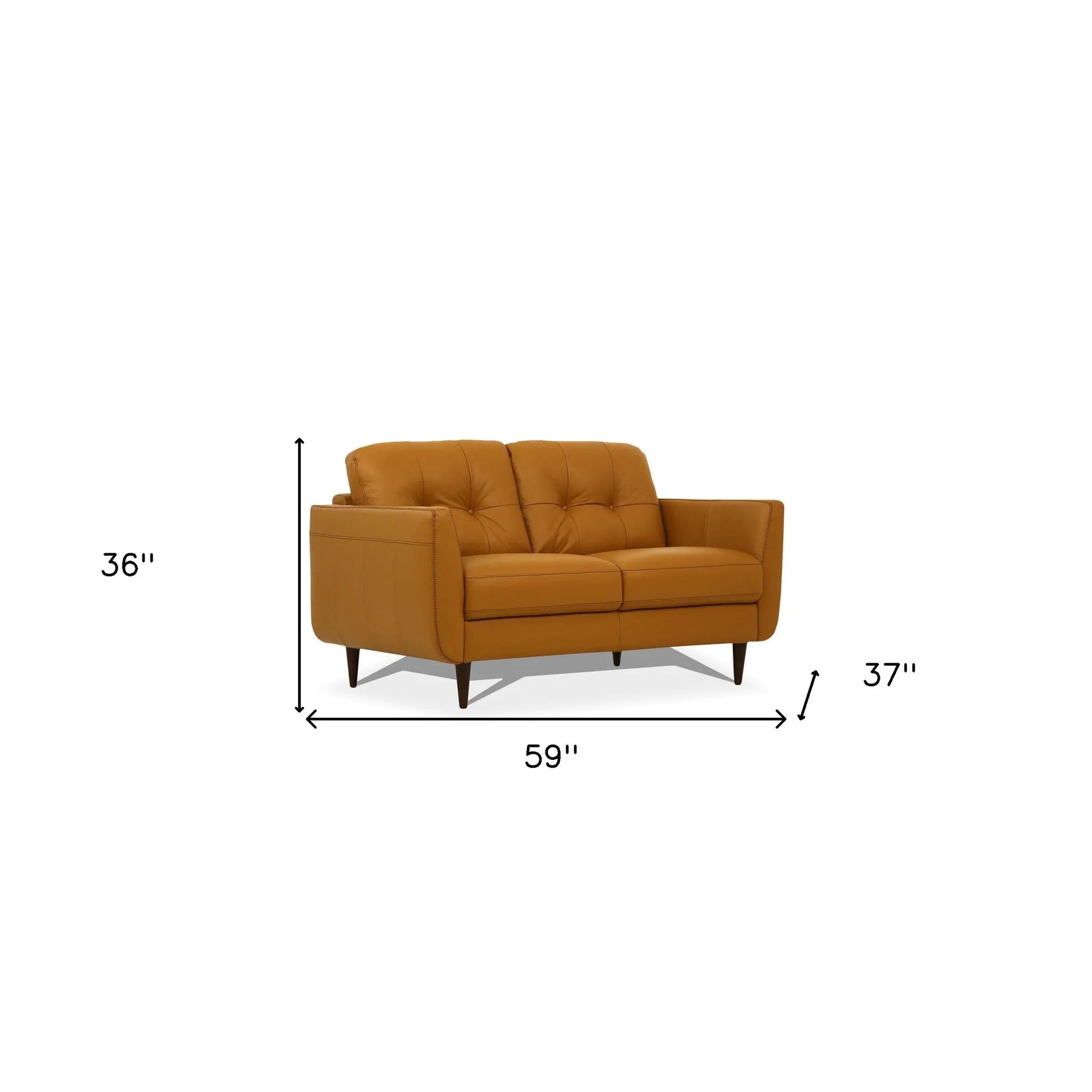 HMS 59" High-End Camel and Brown Genuine Leather Chesterfield Loveseat - Loft&Timber