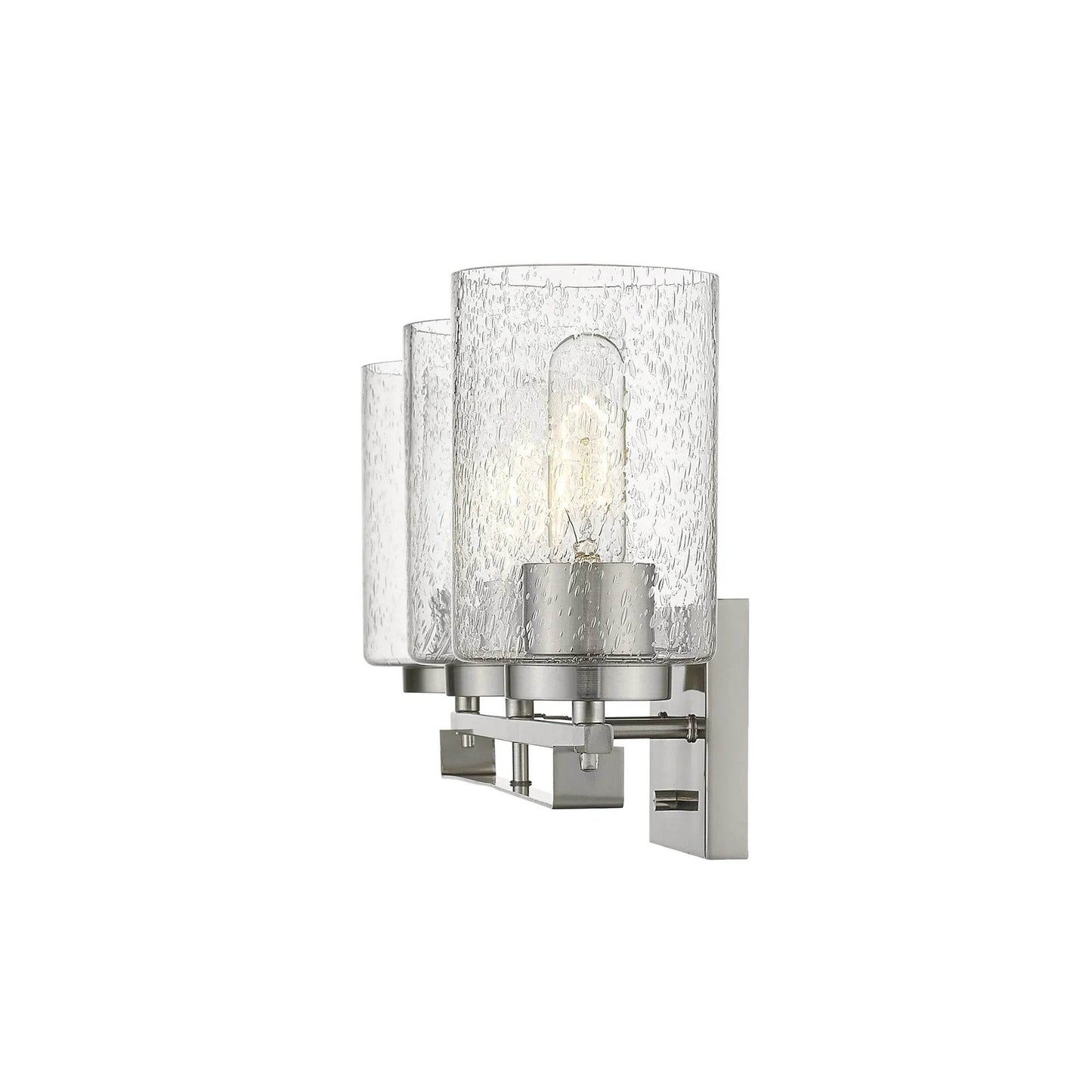 HMS Three Light Wall Sconce with Silver Metal and Textured Glass Premium Wall Lamps - Loft&Timber
