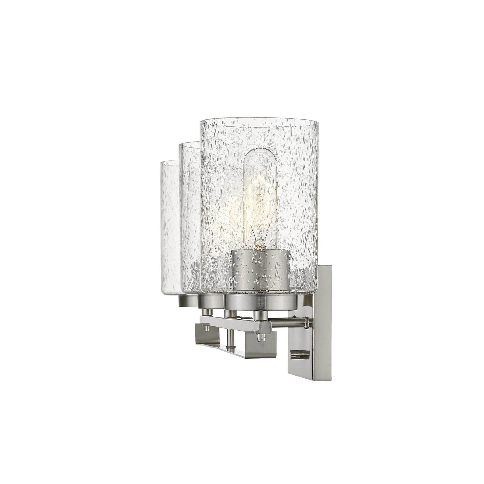 HMS Three Light Wall Sconce with Silver Metal and Textured Glass Premium Wall Lamps - Loft&Timber