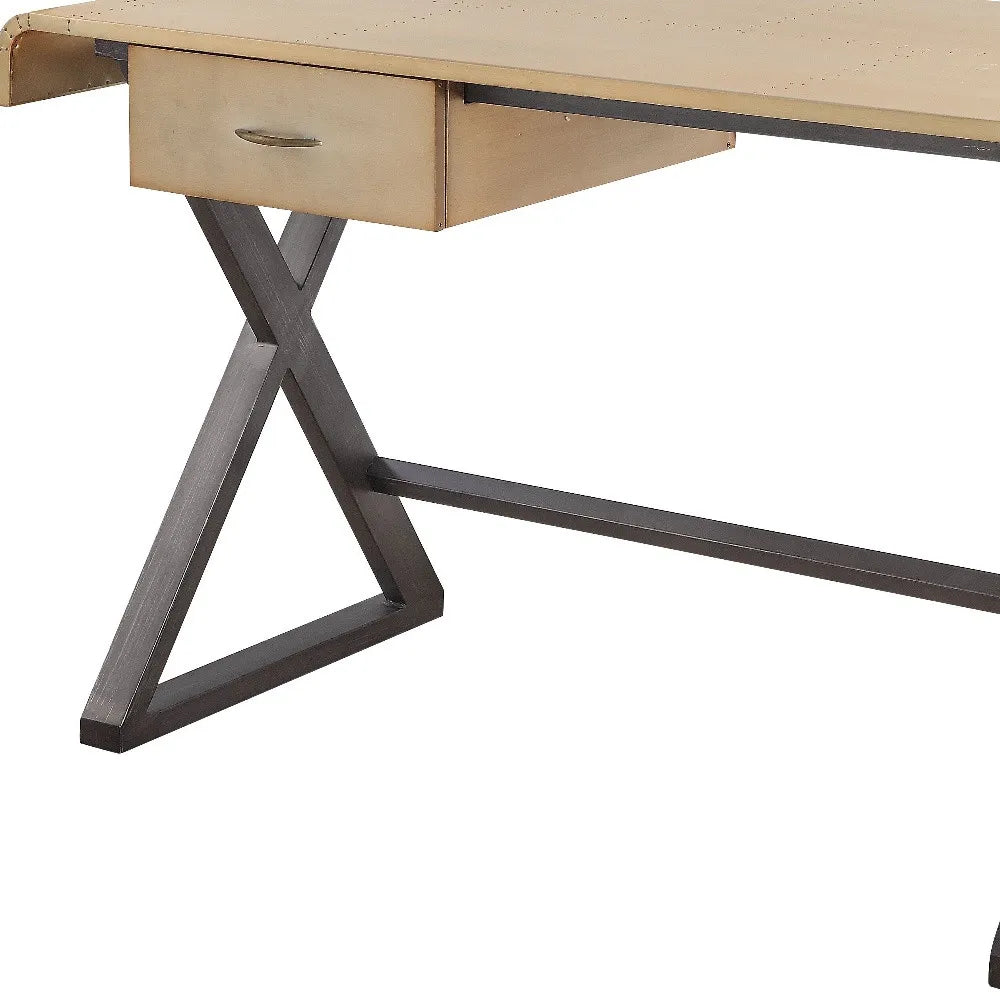 HMS 50" Luxury Gold and Black Aluminum Desk - Loft&Timber
