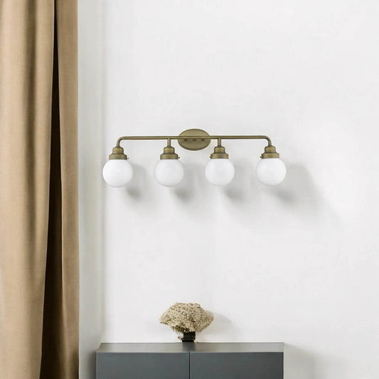 HMS Portsmith 4-Light Acrylic Vanity Raw Brass LED Lighting Indoor - Loft&Timber