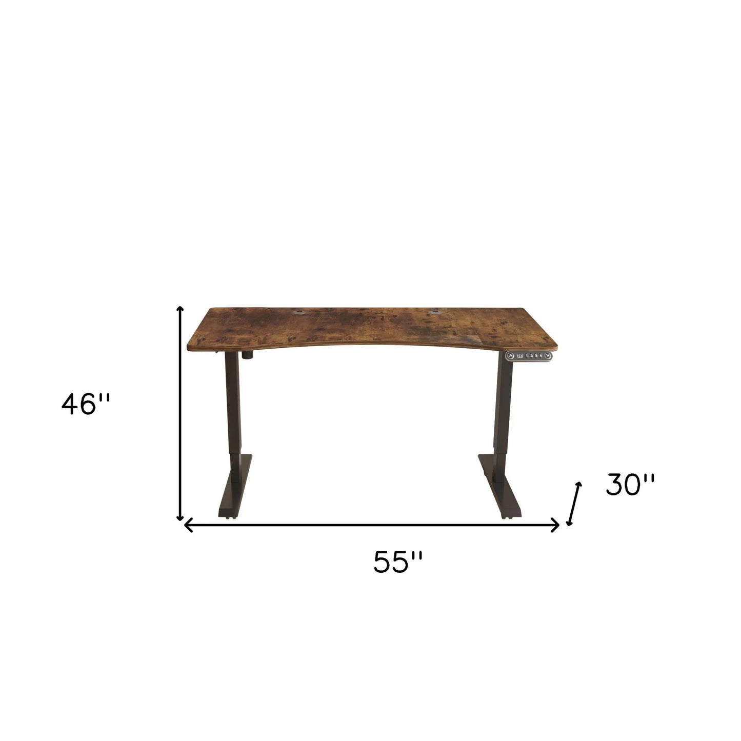 HMS 55" Adjustable Brown and Black Computer Desk - Loft&Timber
