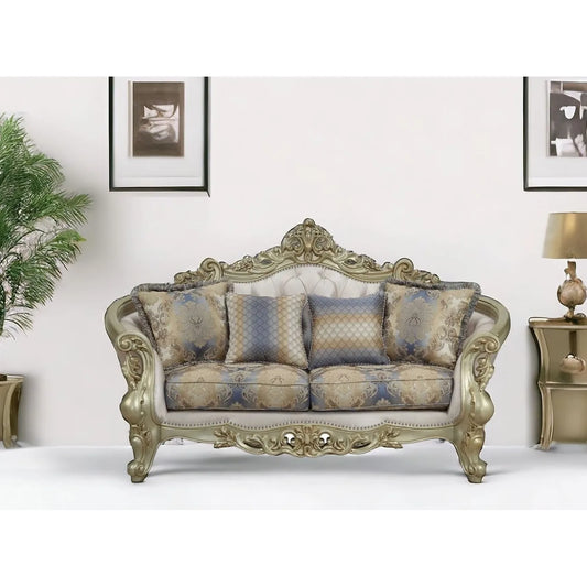 HMS 78" Gold Floral Loveseat and Toss Pillows - Loft&Timber