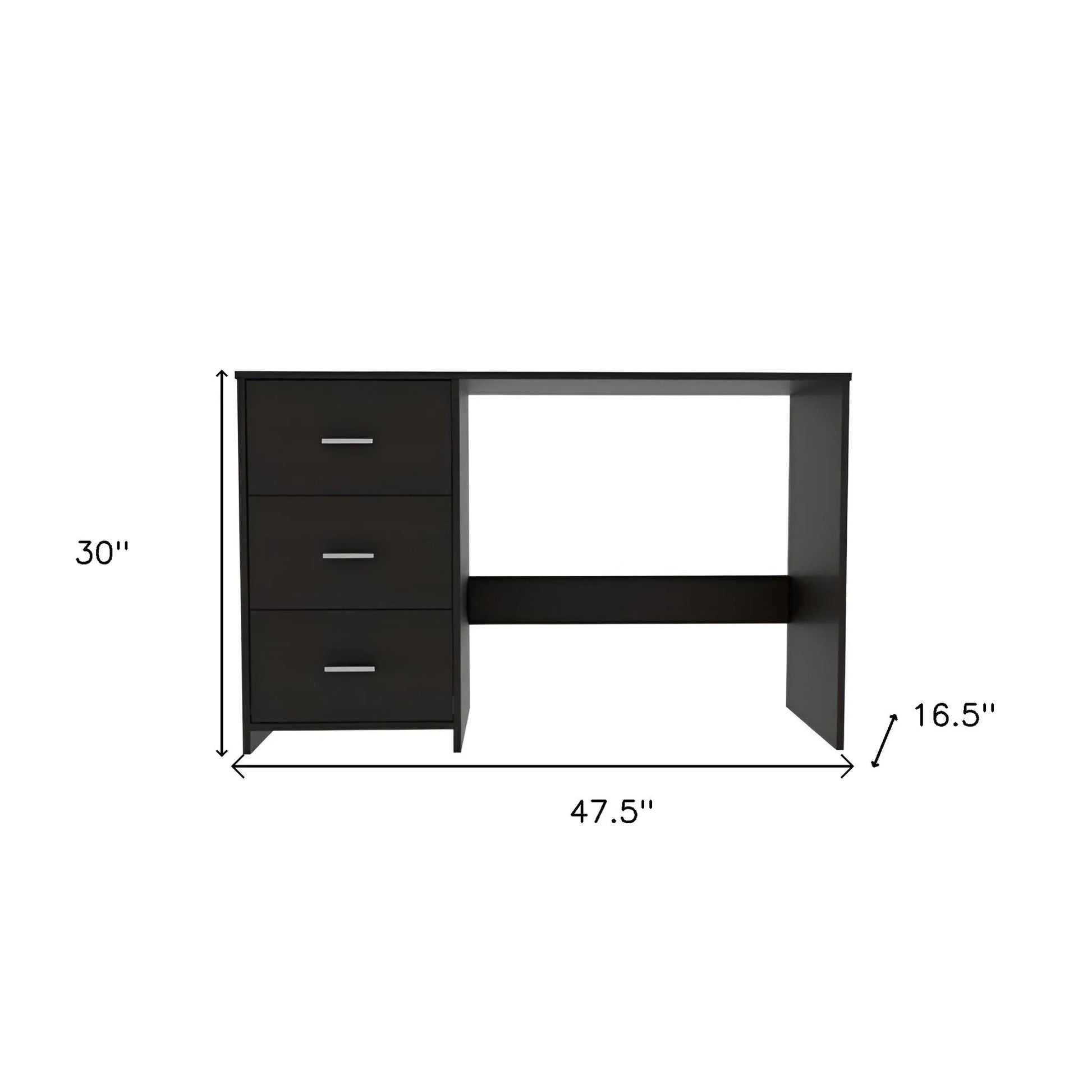 HMS Modern 48" Black Steel Computer Desk with Three Drawers - Loft&Timber