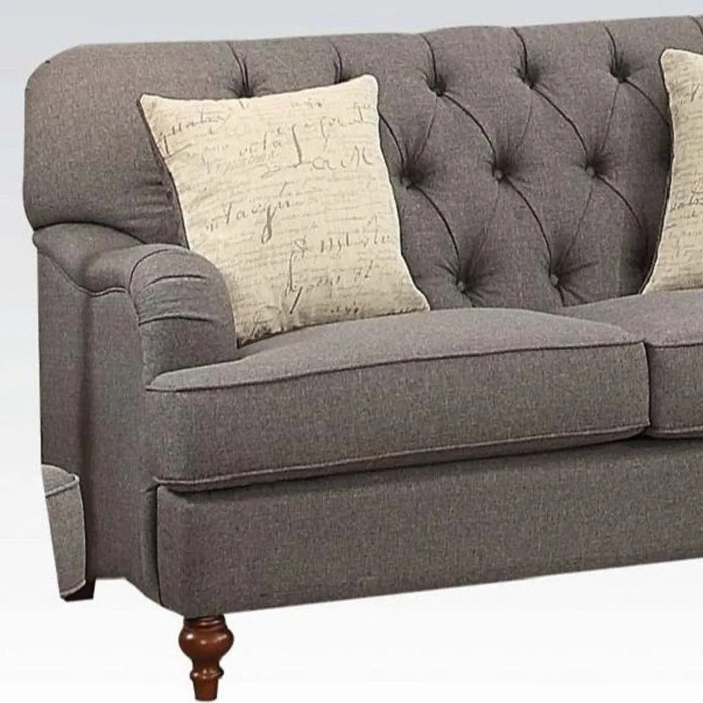 HMS 61" Sectional Sofa Dark Gray and Brown Loveseat Toss Pillows - Loft&Timber