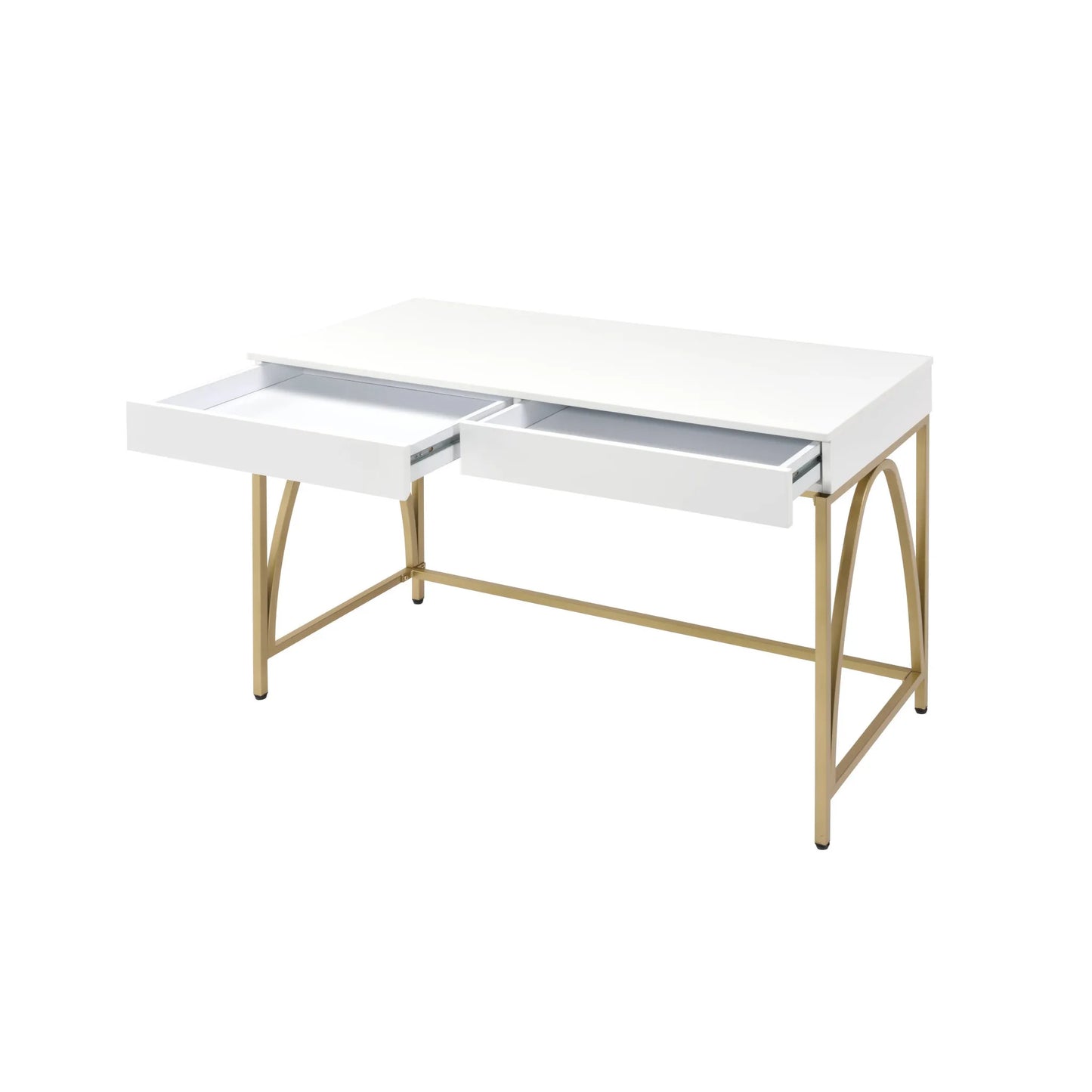 HMS 50" White and Gold Solid Wood Desk - Loft&Timber