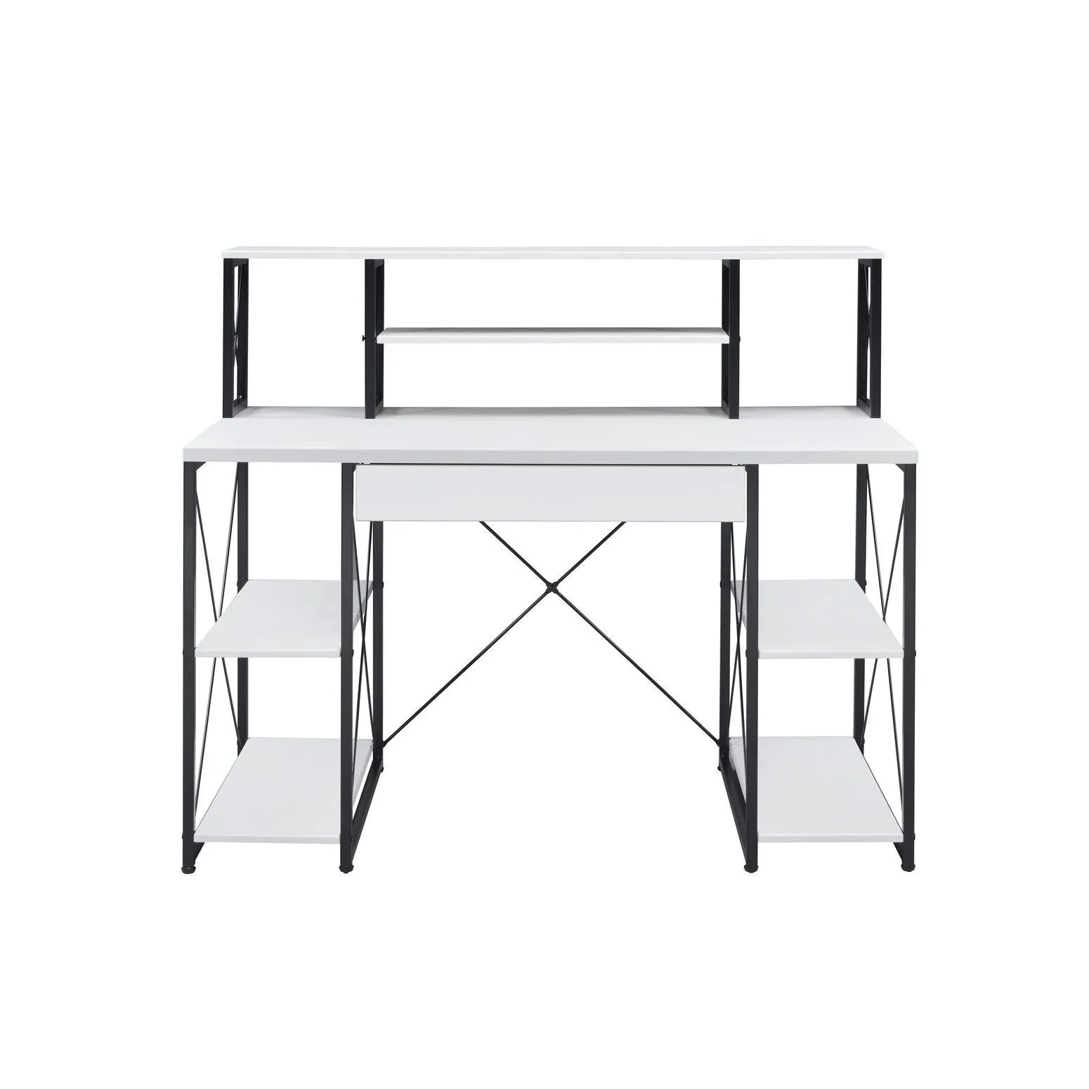HMS 47" Simple Design White Black Computer Desk - Loft&Timber