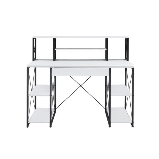 HMS 47" Simple Design White Black Computer Desk - Loft&Timber