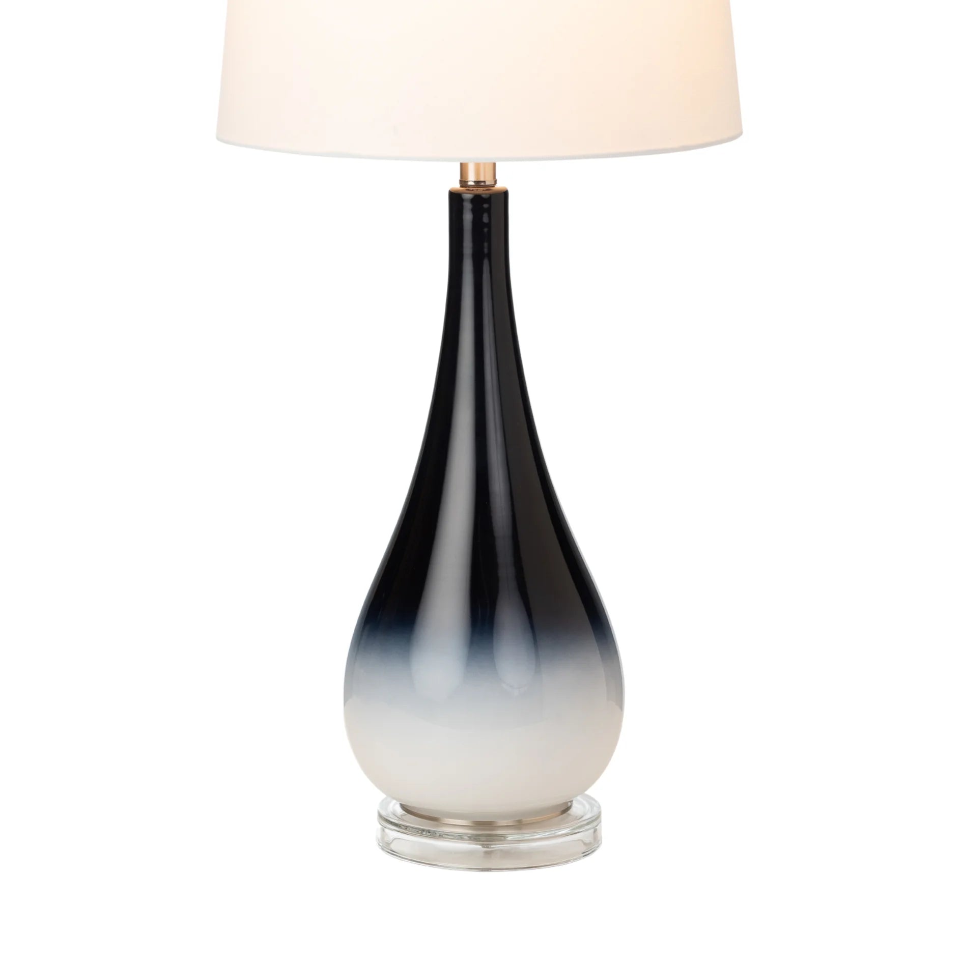 HMS Set of Two 31" Table Lamps Black and White Glass with White Empire Shade - Loft&Timber