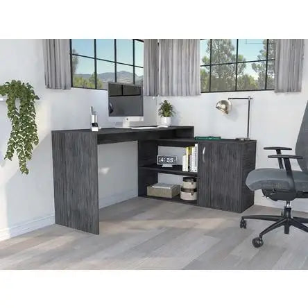 HMS 60" Gray L-Shaped Computer Desk - Loft&Timber