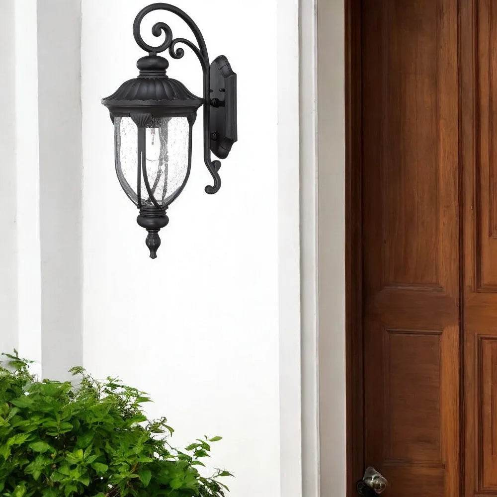 HMS XL Matte Black Cast Aluminum Glass Lantern Wall Sconce Premium Wall Lamps - Loft&Timber