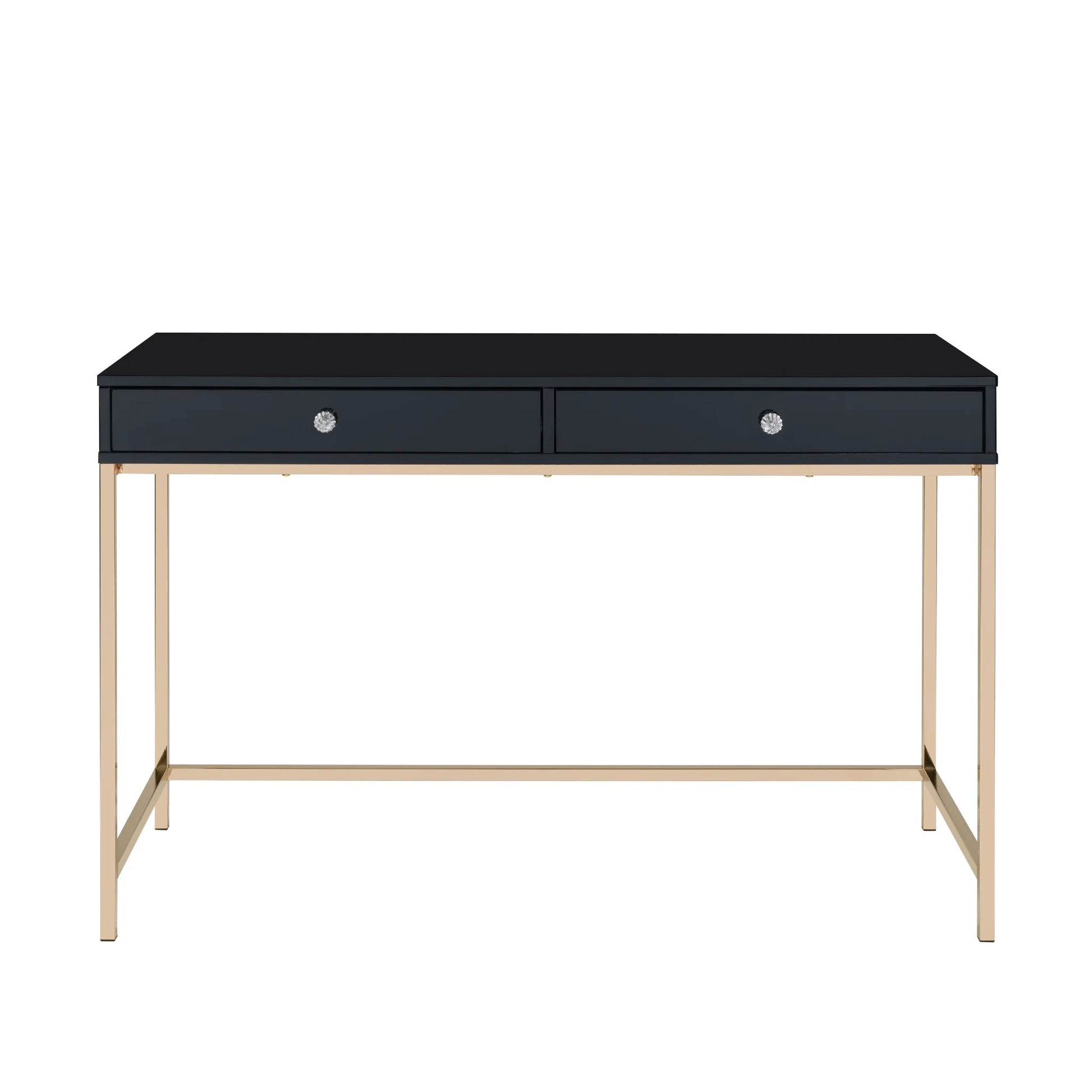 HMS 47" Black and Gold Computer Desk with Two Drawers - Loft&Timber