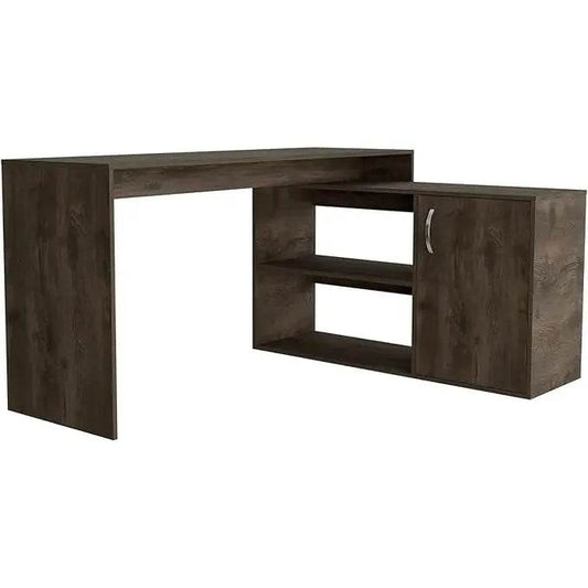 HMS Modern Ergonomic Dark Brown Office Desk with Sleek Storage - Loft&Timber