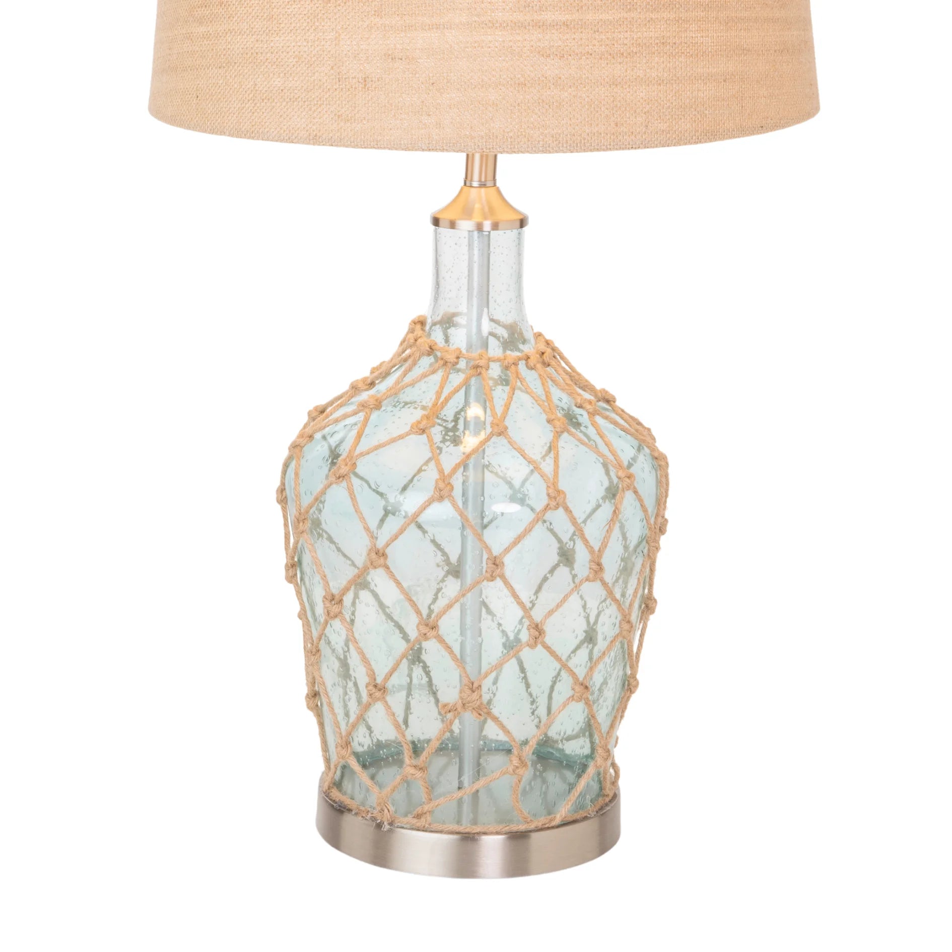 HMS Set of Two 28" Coastal Table Lamps Light Blue and Silver Glass and Metal Unique Style and Elegance - Loft&Timber
