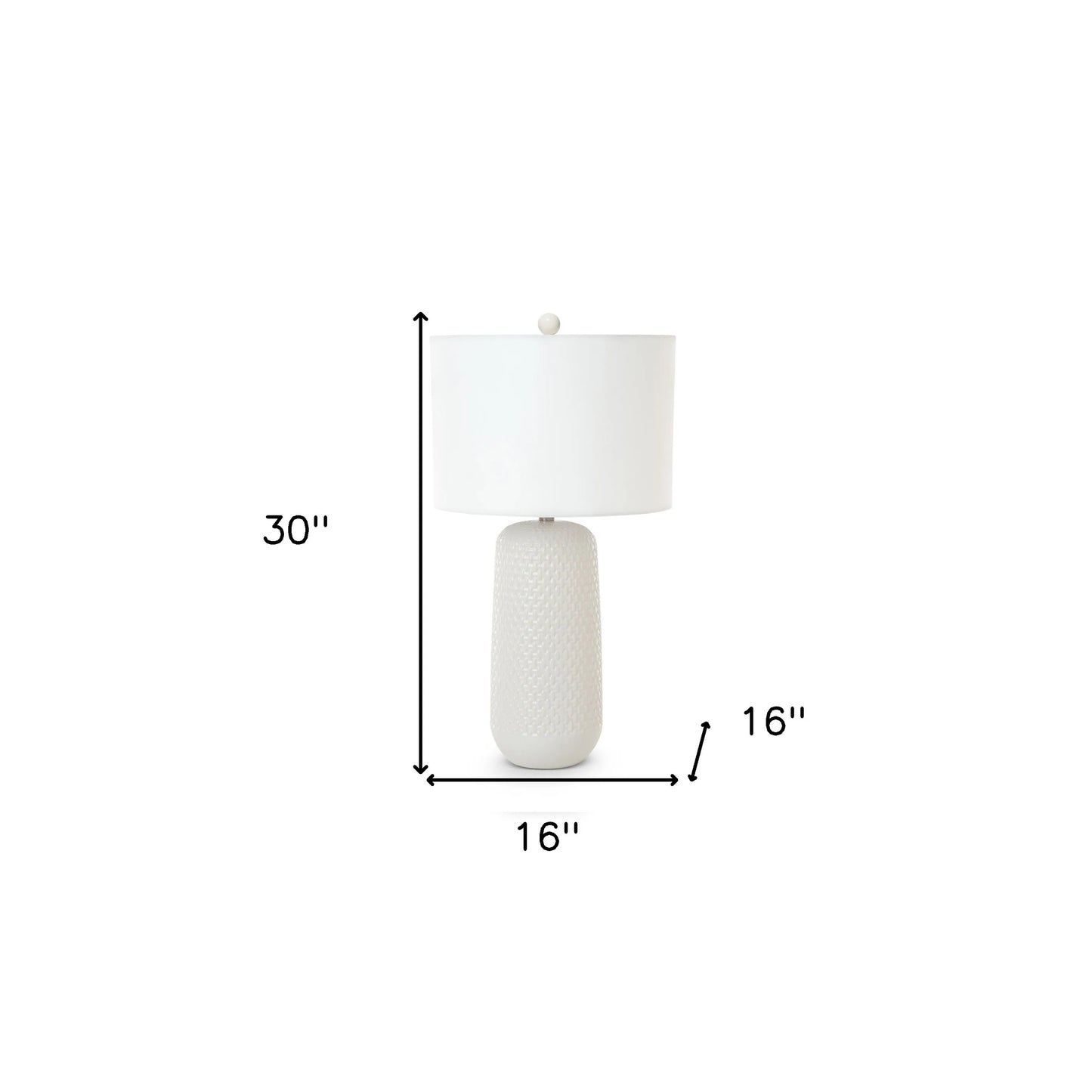 Set of Two 30" White Textured Ceramic Table Lamps with White Drum Shades HMS Design - Loft&Timber