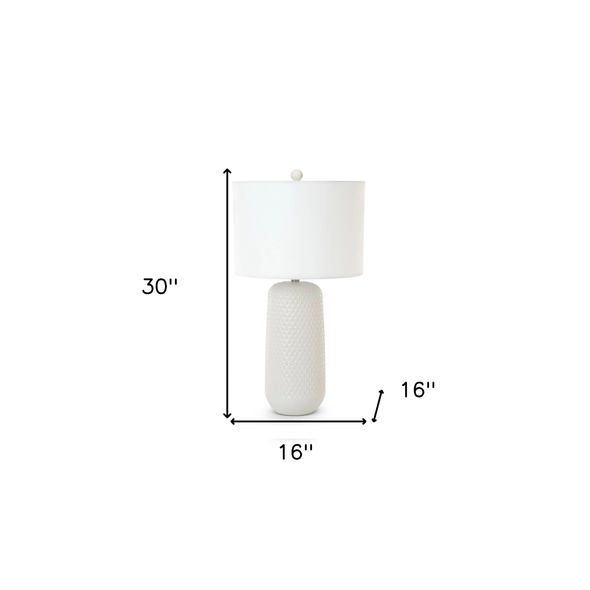 Set of Two 30" White Textured Ceramic Table Lamps with White Drum Shades HMS Design - Loft&Timber