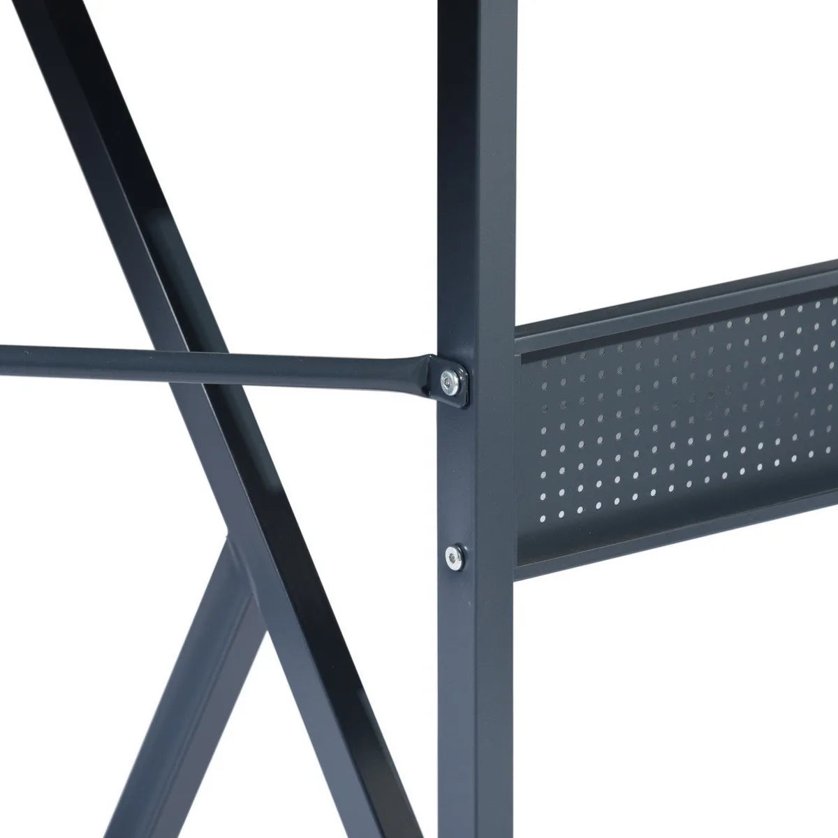 HMS 49" H-Shape Black Wood and Metal Corner Computer Desk - Loft&Timber