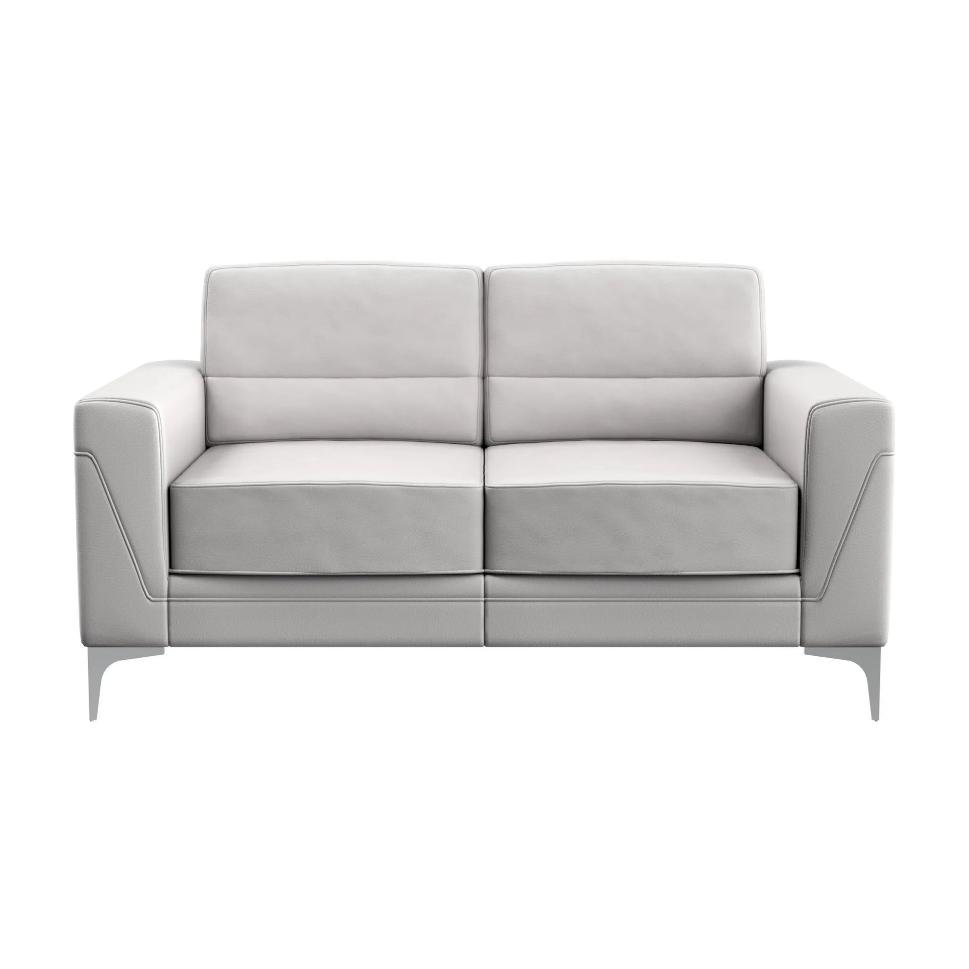 HMS 63" Light Gray Silver Faux Leather Loveseat - Loft&Timber