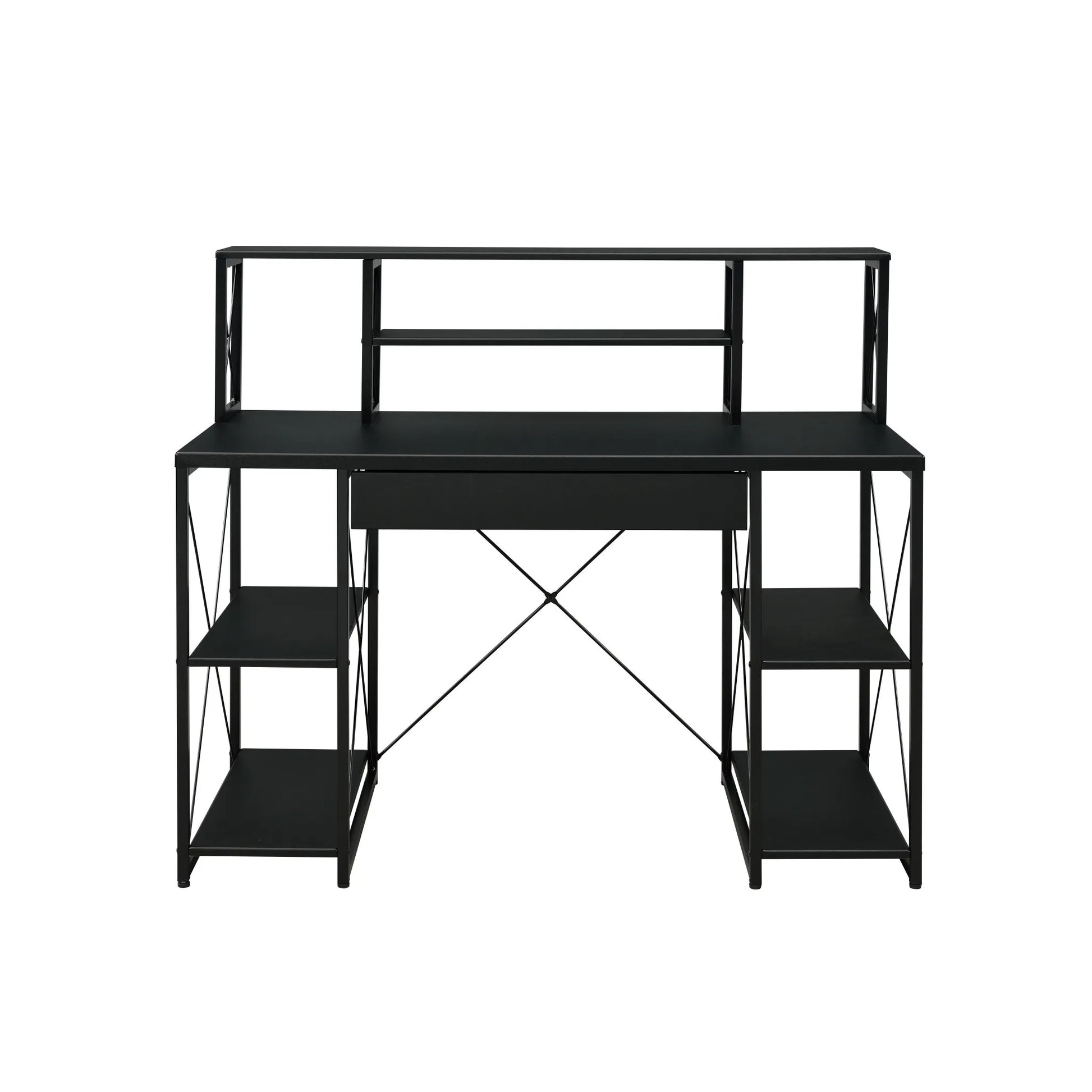 HMS 47" Black Computer Desk with Shelves - Loft&Timber