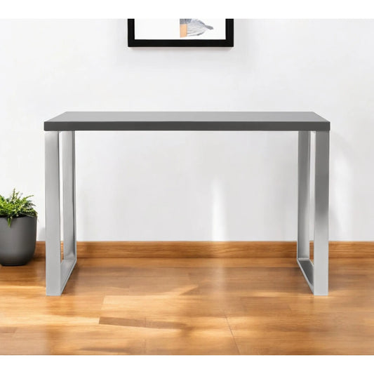 HMS 47" Gray and Silver Wood and Stainless Steel Sled Computer Desk - Loft&Timber