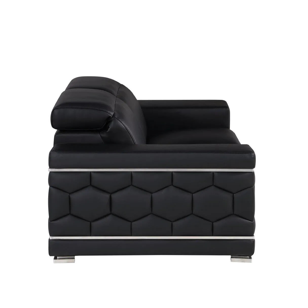 HMS 71" Black and Silver Genuine Leather Loveseat - Loft&Timber