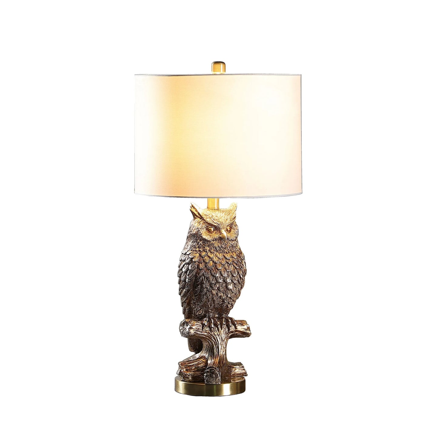 HMS 28" Antiqued Silver Resin Owl Table Lamp - Loft&Timber
