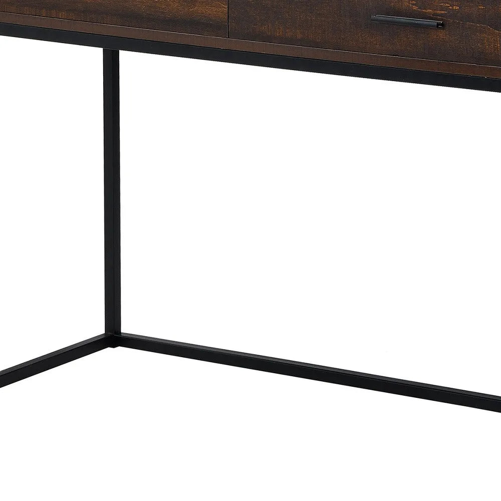 HMS 47" Brown and Black Wood and Metal Computer Desk - Loft&Timber