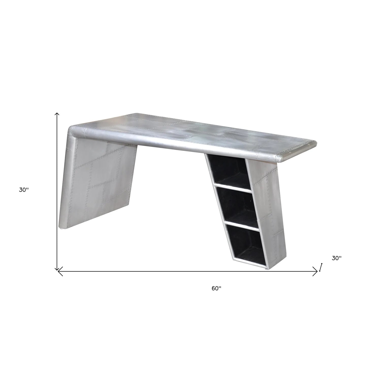 HMS 60" Silver Aluminum Desk with Adjustable Height - Loft&Timber
