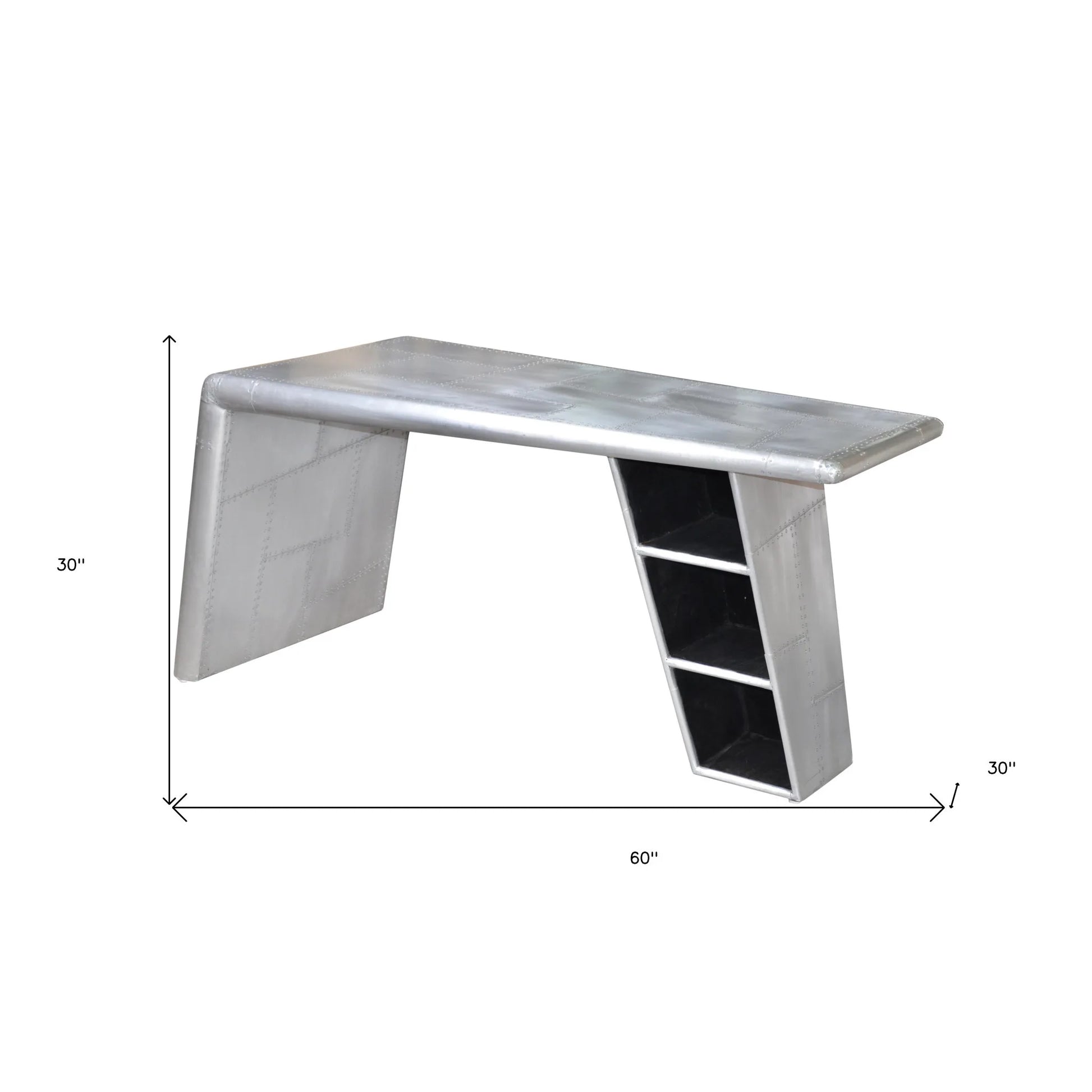 HMS 60" Silver Aluminum Desk with Adjustable Height - Loft&Timber