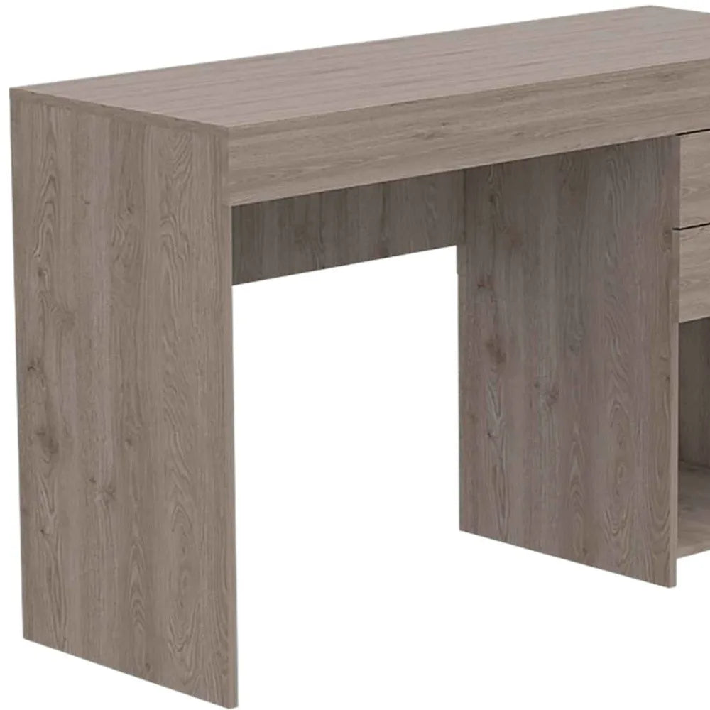HMS Traditional Style Light Gray 47" Computer Desk Melamine Wood with Two Drawers - Loft&Timber